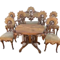 Art Nouveau sitting room set in carved walnut with female figures, late 19th century