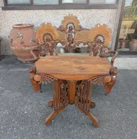 Art Nouveau sitting room set in carved walnut with female figures, late 19th century