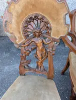 Art Nouveau sitting room set in carved walnut with female figures, late 19th century
