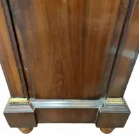 Antique Columned Cabinet Napoleon III Mahogany Marble 19th Century Gilded Friezes