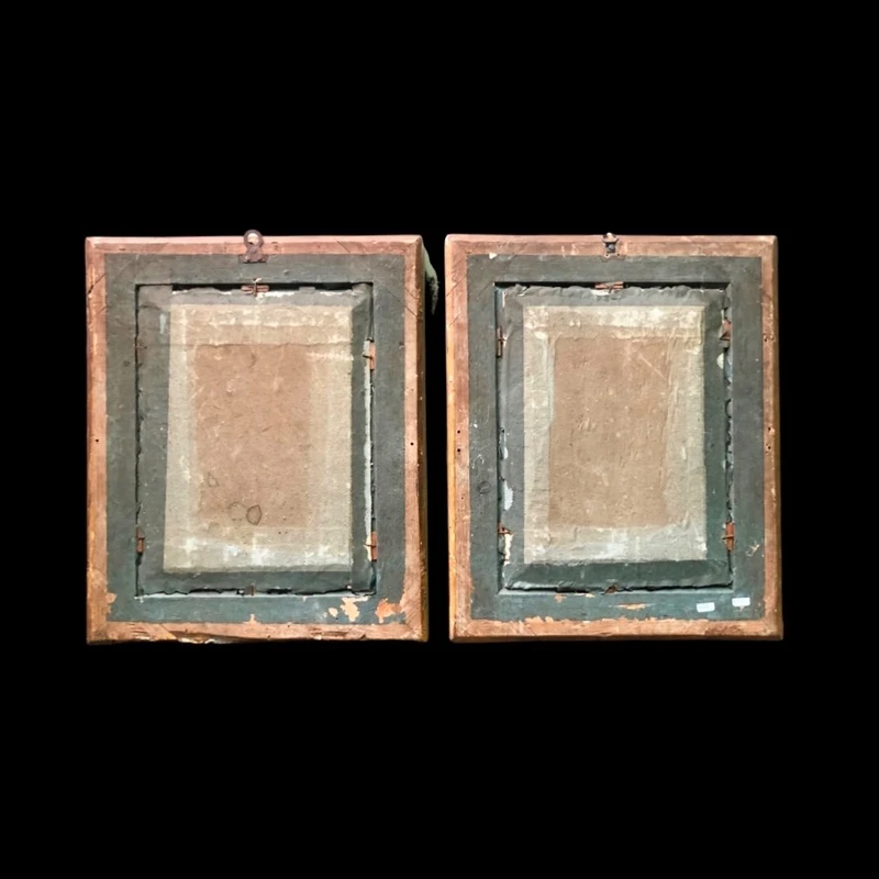 Paire de peintures à la détrempe représentant l'Assomption de la Vierge et Jésus prêchant devant les docteurs