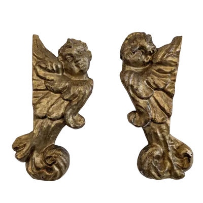 Pair of carved and gilded wooden friezes - mid-18th century