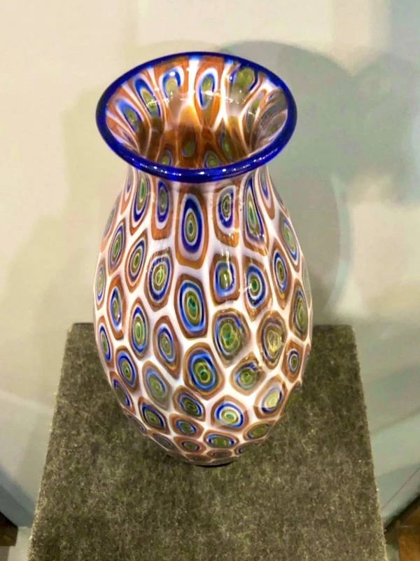 Glass vase with murrine. Moretti Manufactory, Murano.