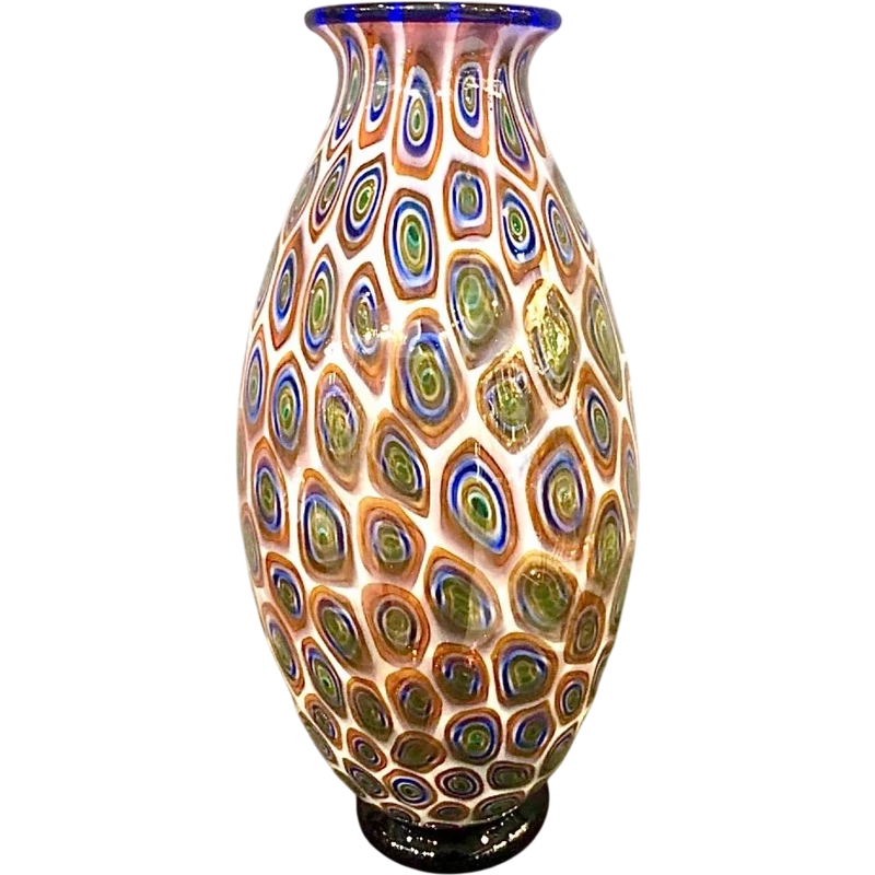 Glass vase with murrine. Moretti Manufactory, Murano.