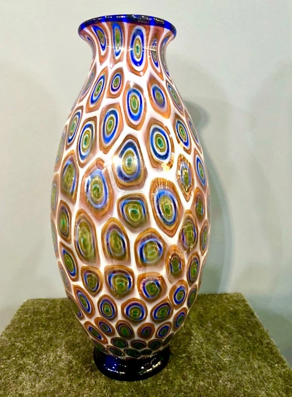 Glass vase with murrine. Moretti Manufactory, Murano.