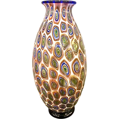 Glass vase with murrine. Moretti Manufactory, Murano.