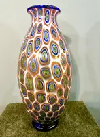 Glass vase with murrine. Moretti Manufactory, Murano.
