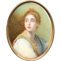 Miniatura  con figura femminile.Firma C.Caruson.Roma 1870.