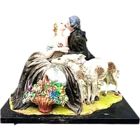 Grande gruppo con scena galante, Cavaliere e dama con coppia di levrieri e cesto di fiori.