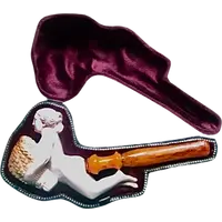 A sea foam pipe featuring an erotic design of a nude woman.