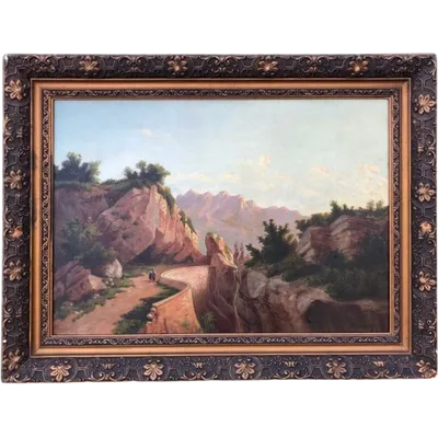 Oil painting on canvas depicting a landscape with figures. Signed A. Michel.
