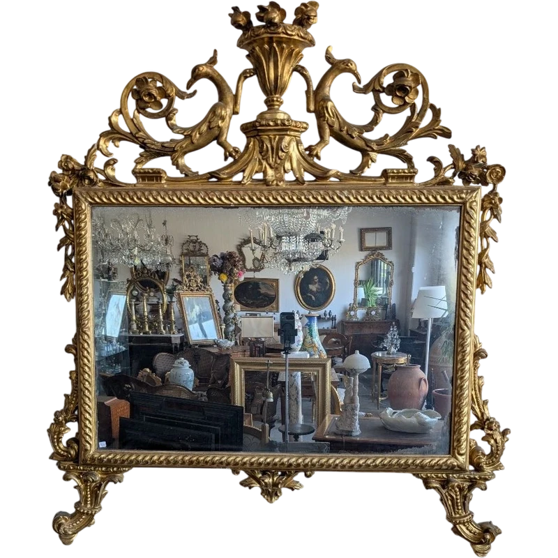 Large Florentine Carved and Gilded Mirror, Late 18th Century