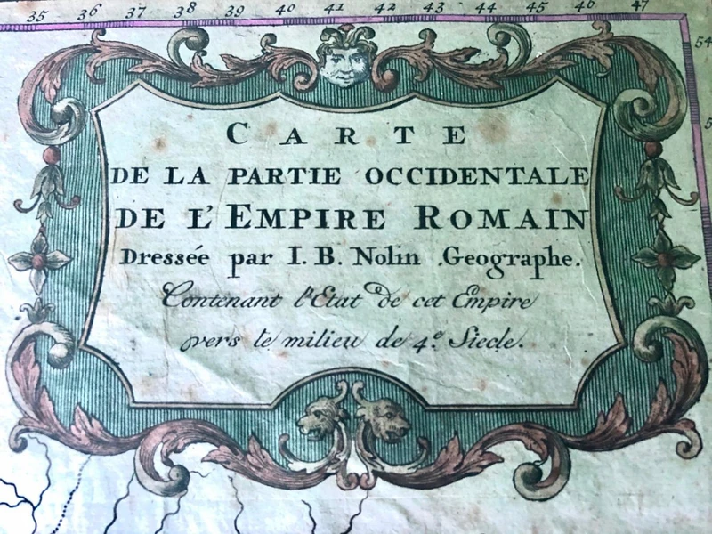Carta geografica della parte occidentale  dell’Impero Romano.Francia.