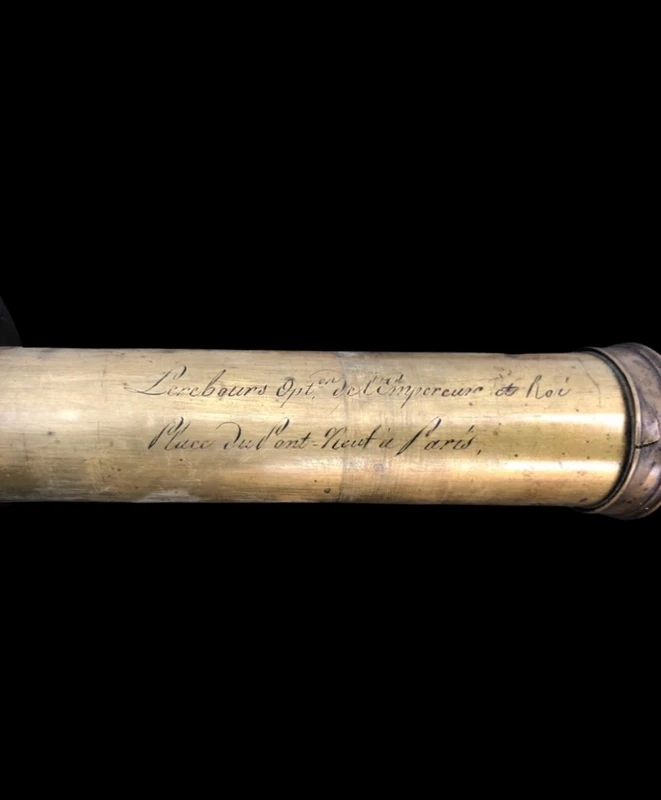Grande cannocchiale da nave in palissandro e ottone Iscrizione incisa: Lerebours ottico