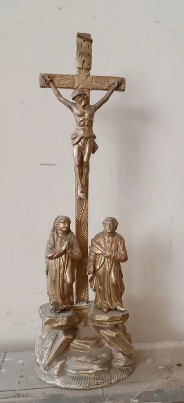 crocifisso antico crocifissione golgota legno dorato XIX secolo