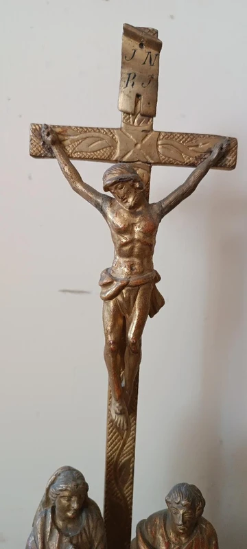 crocifisso antico crocifissione golgota legno dorato XIX secolo