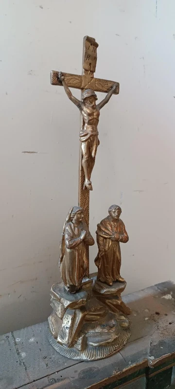 crocifisso antico crocifissione golgota legno dorato XIX secolo