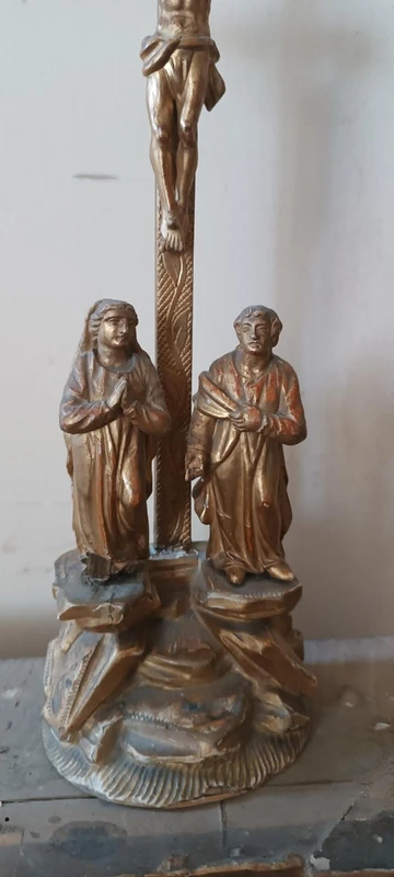 crocifisso antico crocifissione golgota legno dorato XIX secolo