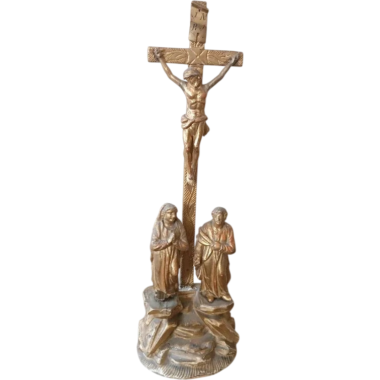 crocifisso antico crocifissione golgota legno dorato XIX secolo