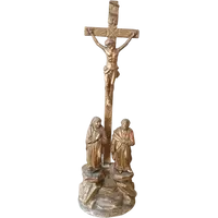 crocifisso antico crocifissione golgota legno dorato XIX secolo
