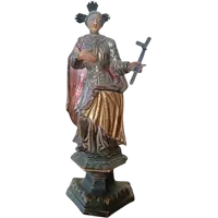 Ancienne sculpture représentant une sainte, en bois polychrome et doré – période baroque