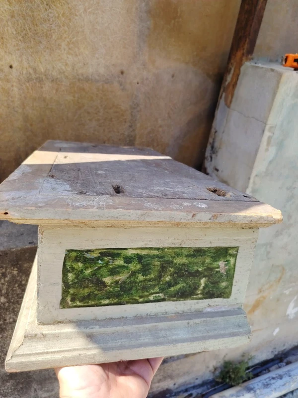 Antique lacquered and faux-marble-painted wooden base, 18th century