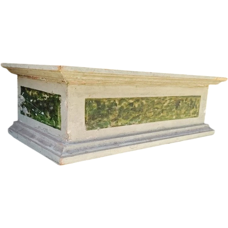 Antique lacquered and faux-marble-painted wooden base, 18th century