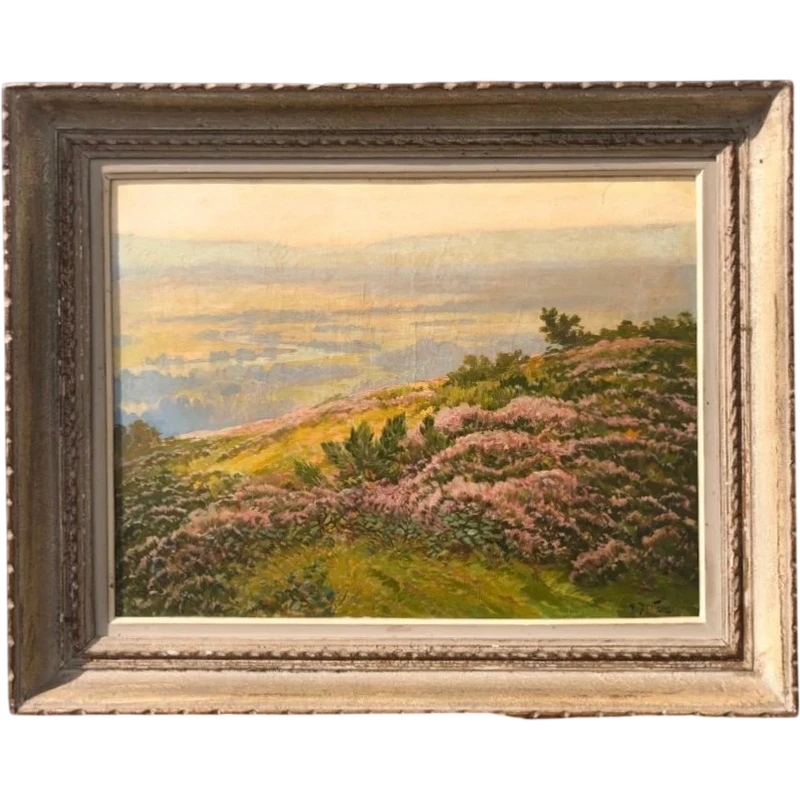 Peinture à l'huile sur toile représentant un paysage français. Signée.