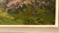 Peinture à l'huile sur toile représentant un paysage français. Signée.