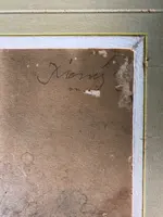 Dessin au fusain sur carton représentant une danseuse. France. Signé.