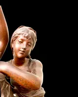 Sculpture en bronze représentant deux jeunes filles avec des oiseaux. Signée Hippolyte Moureau