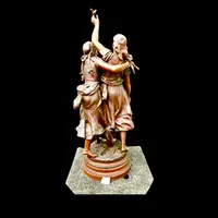 Sculpture en bronze représentant deux jeunes filles avec des oiseaux. Signée Hippolyte Moureau