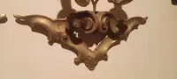 Antique pair of gilded wooden wall sconces 19th century