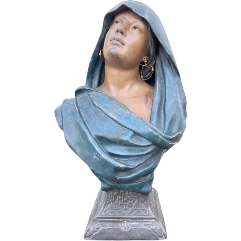 Buste de femme en terre cuite. Signé René Charles Masse (1855-1913).