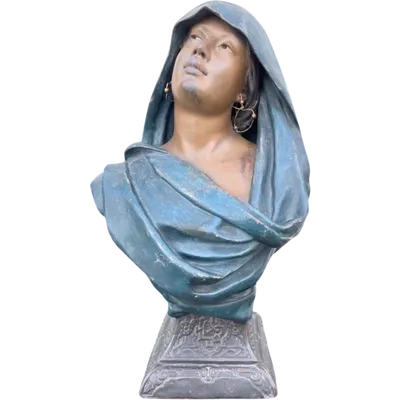 Terracotta bust of a female figure. Signed Rene’ Charles Masse (1855–1913).