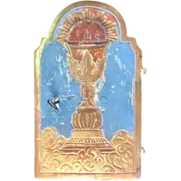 Porte de tabernacle en bois laqué et doré. Gênes.