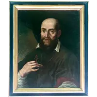 Peinture à l'huile sur toile représentant saint François de Sales