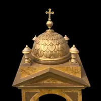 Petit temple-tabernacle en bois doré et marbré.