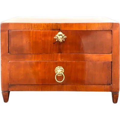 Two-drawer chest of drawers in walnut. Louis XVI style.