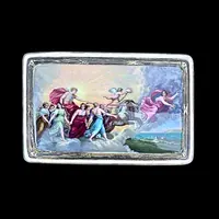 Boîte-tabatière en argent et émail, ornée d'une scène peinte représentant : le triomphe de Galatée.