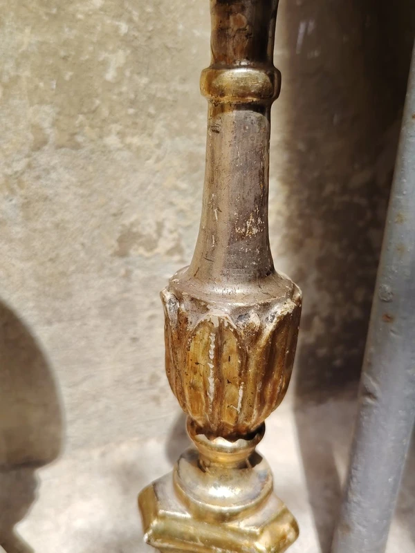 Pair of Antique Louis XVI Candlesticks, Original Silver and Mecca