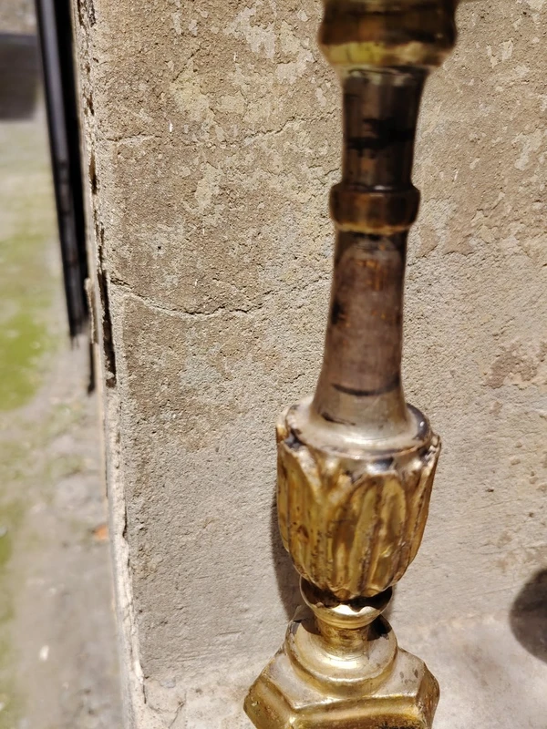 Pair of Antique Louis XVI Candlesticks, Original Silver and Mecca