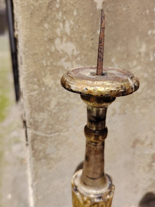 Pair of Antique Louis XVI Candlesticks, Original Silver and Mecca