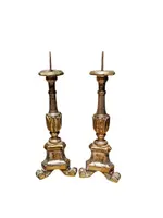 Pair of Antique Louis XVI Candlesticks, Original Silver and Mecca