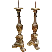 Pair of Antique Louis XVI Candlesticks, Original Silver and Mecca