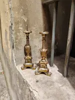 Pair of Antique Louis XVI Candlesticks, Original Silver and Mecca