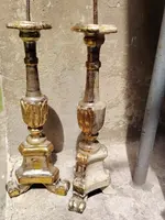 Pair of Antique Louis XVI Candlesticks, Original Silver and Mecca