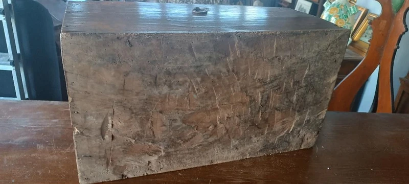 Antique 17th-century walnut chest from Tuscany