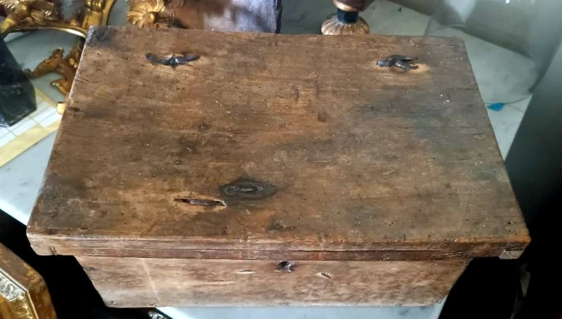 Antique wooden chest, box, or casket from the 17th century