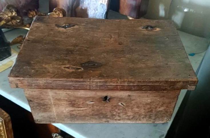 Antique wooden chest, box, or casket from the 17th century